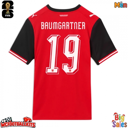 Austria Christoph Baumgartner #19 Replica Home Stadium Shirt World Cup 2026 Short Sleeve